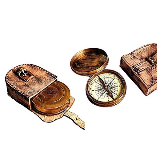 Brújula de Poema Robert Frost de 2.5 Pulgadas con Funda de Transporte de Cuero Hecha a Mano, Regalo rústico Vintage para decoración del hogar