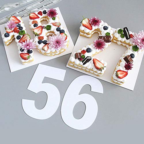 EORTA 0-8 Numeral Cake Tins Molds 10 Inch Arabic Number Cake Maker Decorative Fillings Layered Cake Baking Tools for DIY Wedding Birthday Anniversary, White