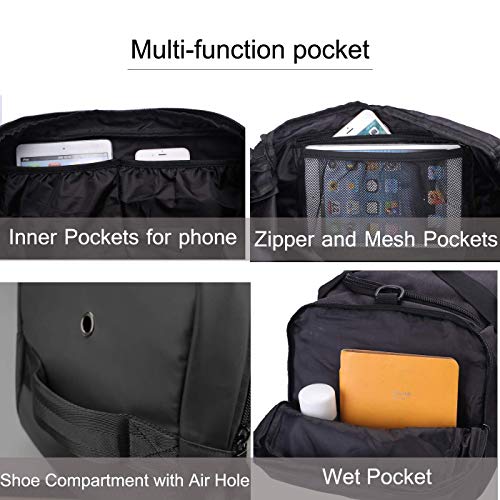 Gym Bag Backpack Waterproof Duffle Bags Travel Weekender Duffel Bag for Men Women Overnight Bag with Shoes Compartment Green