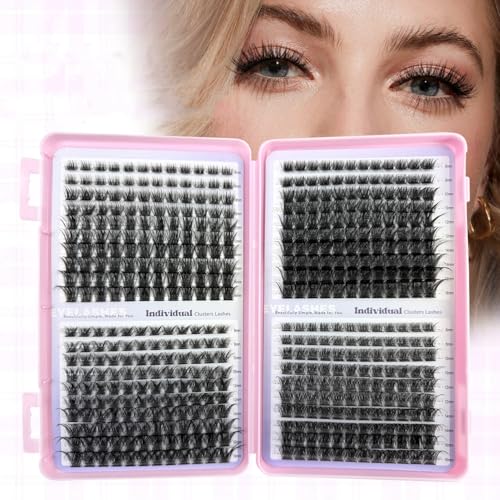 Lash Clusters 480 Pcs Individual Lashes 4 Styles Eyelash Clusters 8-16mm Natural Look Wispy False Eyelashes D Curl Thick False Lash Clusters for DIY at Home(4 styles)