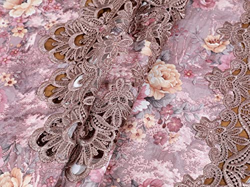 Vctops Damask Lace Patchwork Tablecloth Luxury Square Small Table Cover Elegant Floral Embroidered Lace Table Cloth For Party Kitchen Dinning Picnic Decoration (Type F,32"X32") #TOP4