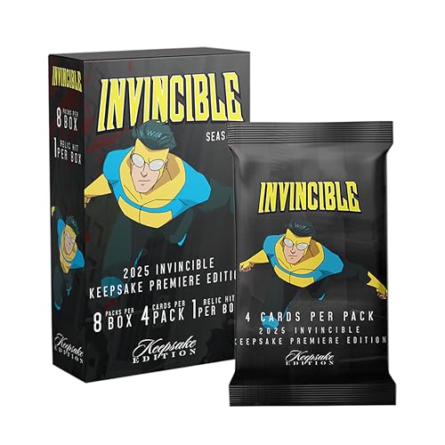 2025 Invincible Season 1 Keepsake Premiere Blaster: 8 Packs Per Box, One Guaranteed Relic, Chase Rare Autos and Patches
