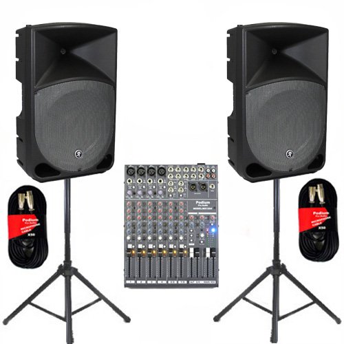 Mackie TH-15A Active DJ Powered THUMP Speakers, Mixer, Stands and Cables Set TH-15ASET2