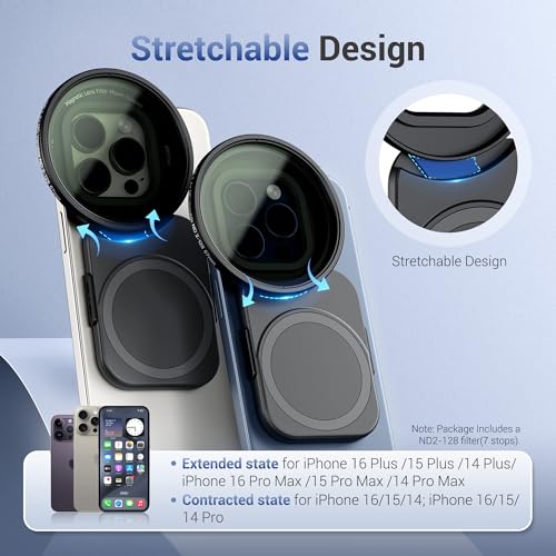 Filtre ND 67 mm pour iPhone variable adaptateur aimanté sabot vis 1/4