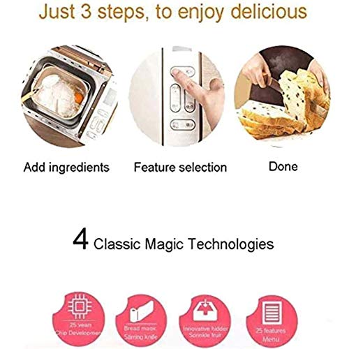800W Haushaltsbrotmacher, Intelligente Brotbackmaschine Home Automatische DIY Kuchenmaschine 25 Menüs 60 Minuten… – Bild 3