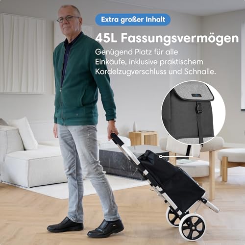 Safe Age® Einkaufstrolley mit Kühlfach und Sackkarren-Funktion - Einkaufswagen - Trolli - Klappbar