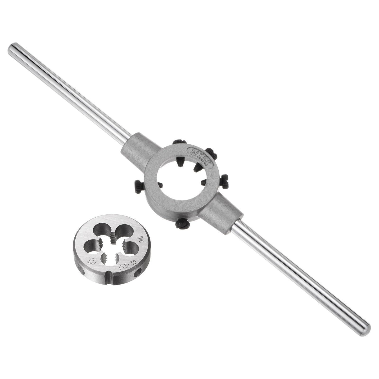 MACHSWON Die Stock Handle Wrench Set,1/2-20 UNF Round Die and 38mm Die Holder (Fits 1/2"-5/8" (UNC/UNF) / Metric M12-M14 / 38mm OD Dies) for Bolt Thread Repair