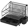 Makeup Organizer SimpleHouseware 6-Tray Desk Organizer With Sliding Drawer - Black Mesh File Tray System Mesh Document Tray Organizer Black
