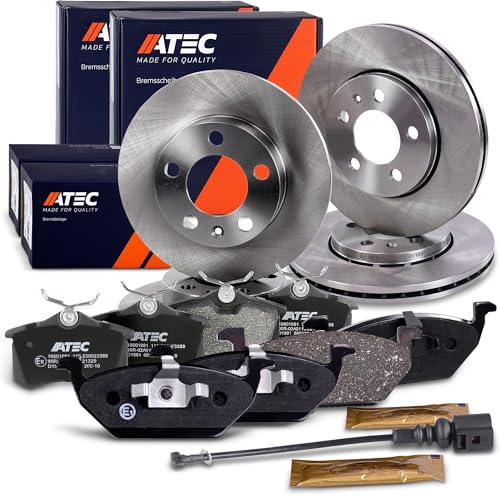 ATEC GERMANY Juego de frenos incl. discos de freno delanteros Ø 256 mm ventilados+traseros Ø 230 mm completos+pastillas de freno delanteras y traseras SEAT CORDOBA (6L2),IBIZA III (6L1),VW POLO 9N, 9A