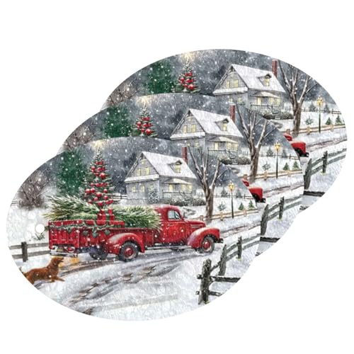 Image of Winter Snowflakes Christmas Red Truck Kitchen Sponges Xmas Fir Tree Snow Dog New Year Seasonal Cleaning Dish Sponges Non-Scratch Natural Scrub Sponge for Kitchen Bathroom Cars Pack of 3