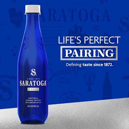 Saratoga Spring Water Bottles, 24 Pack – Still Bottled Water – Recycled PET Plastic Bottles – 16 Fl Oz