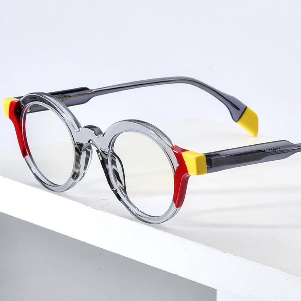 MUTYNE Mehrfarbige Acetat-Brillengestelle für Herren, Retro, kleine runde Brillen, Damenbrillen