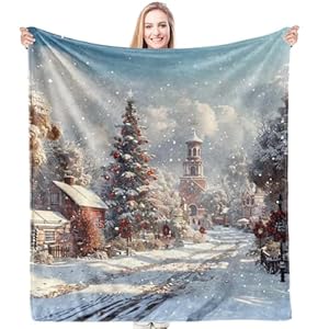 HIWX Christmas Throw Blanket, Winter Holiday Throw Blanket, Snowy Village Winter Wonderland Christmas Tree Throw Blanket for Couch Sofa Bed, Christmas Living Room Bedroom Decor, 50x60 Inches HIWX Christmas Throw Blanket Winter Holiday Throw Blanket Snowy Village Winter Wonderland Christmas Tree Throw Blanket for Couch Sofa Bed Christmas Living Room Bedroom Decor 50×60 Inches