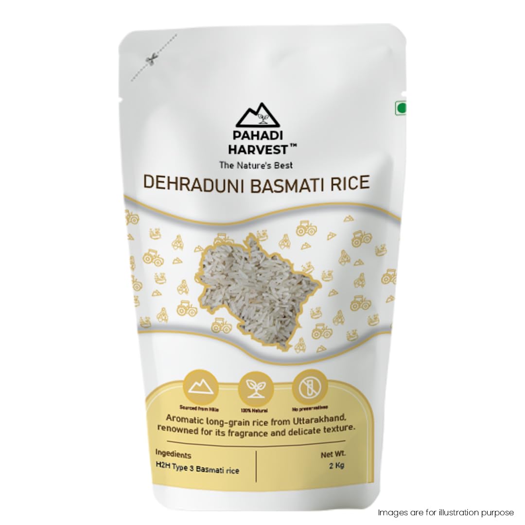 PAHADI HARVEST - Dehraduni Basmati Rice I Dehra doon Basmati I Original Dehradoon Basmati I Authentic & Natural Dehraduni Basmati 2kgs (B0DGDCB9W1) Amazon Price History, Amazon Price Tracker