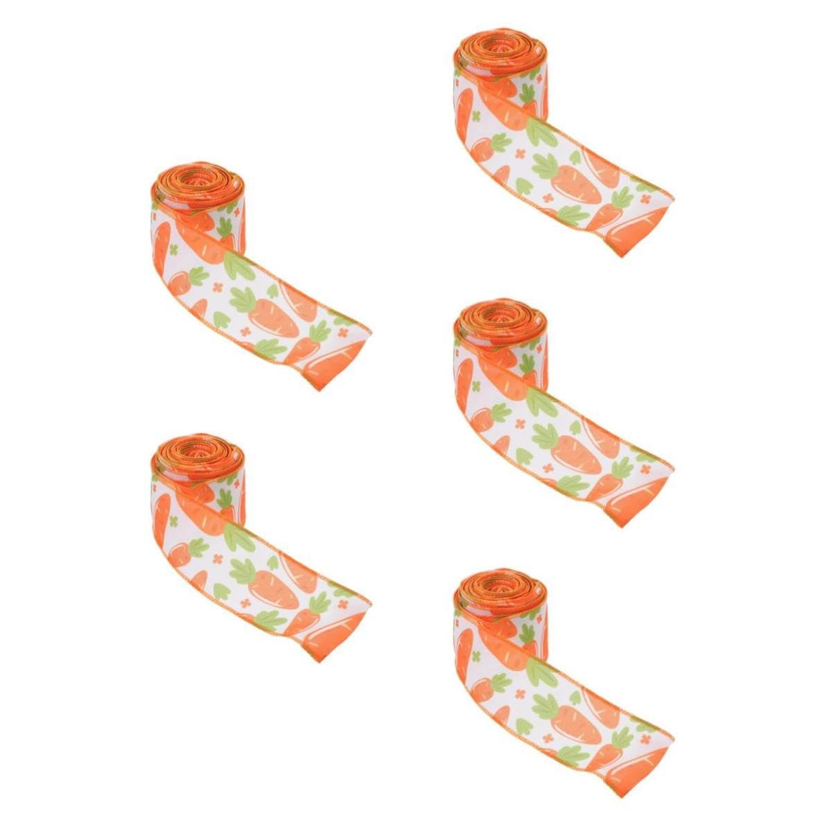 Healeved 5 Stück Buntes Osterband mit Drahtkante 6,35cm Breit aus Polyester und Eisen Vielseitiges Dekoband für Ostern und Geschenkverpackungen bei Frühlings und Festtagsfeiern