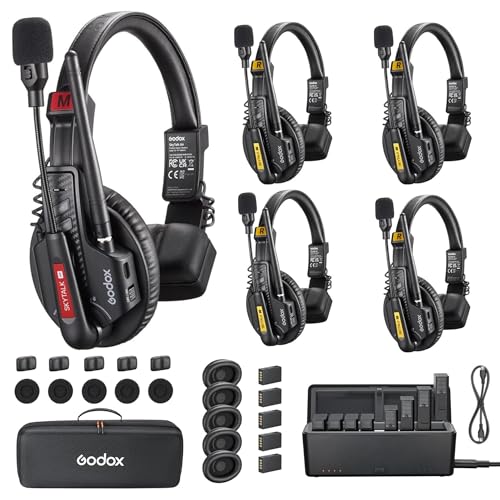 GODOX Skytalk Air 5S 2.4G Full-Duplex Wireless Intercom System for Group Communication with Noise Free Design 20H Battery Life 500m Transmittion