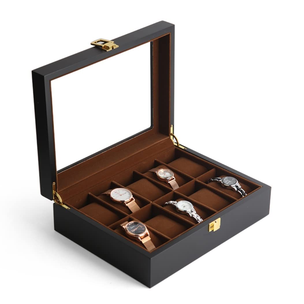 YNIYUJKL Watch Case Wooden Watch Box Jewelry Display Storage Holder Organizer Watch Case Jewelry Dispay Watch Box Watch Box,A-10 Slots,A-10 Slots