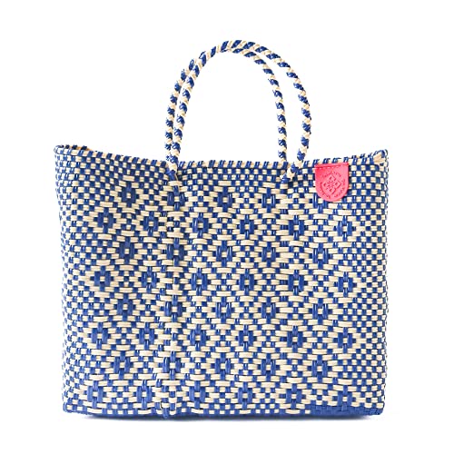 Mixte Medium Woven Crossbody Bag – Resort Collection | Recycled Plastic | Artisan Handmade in Mexico | Adjustable Strap, Mesh Pouch, Water-Resistant, Eco-Friendly Travel Purse