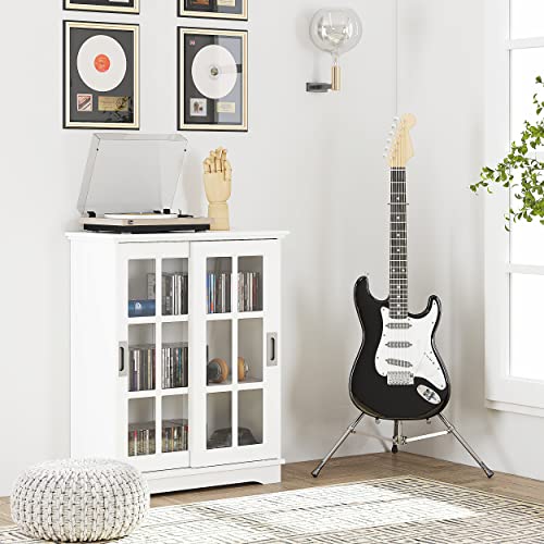 Spirich Home Bathroom Storage Cabinet With Sliding Barn Glass Doors, Modern Floor Sideboard Buffet Cabinet For Kitchen, Dining Room, Bathroom, Living Room, Entryway (White) #TOP6