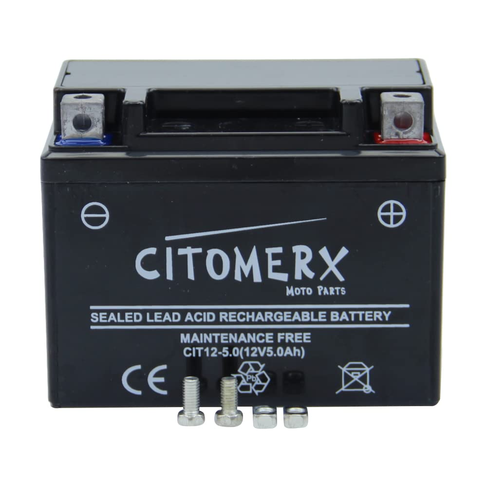 Batterie wartungsfrei 12V 5AH YB4L-B, YTX4L-BS, YT4L-B kompatibel mit Peugeot Speedfight 2 50 LC DD WRC 307 2005