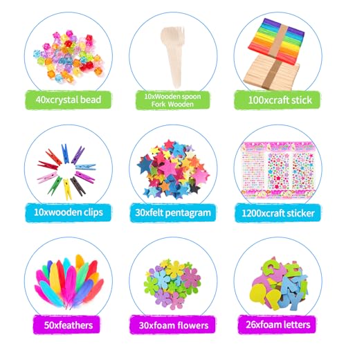 Itopstar 3000+ Kids Arts and Crafts Supplies for Kids Ultimate Crafting Supply Set in Portable 3 Layered Plastic Art Box Hobby Craft Set for Creative Projects (Ages 8+) - Thumbnail 3