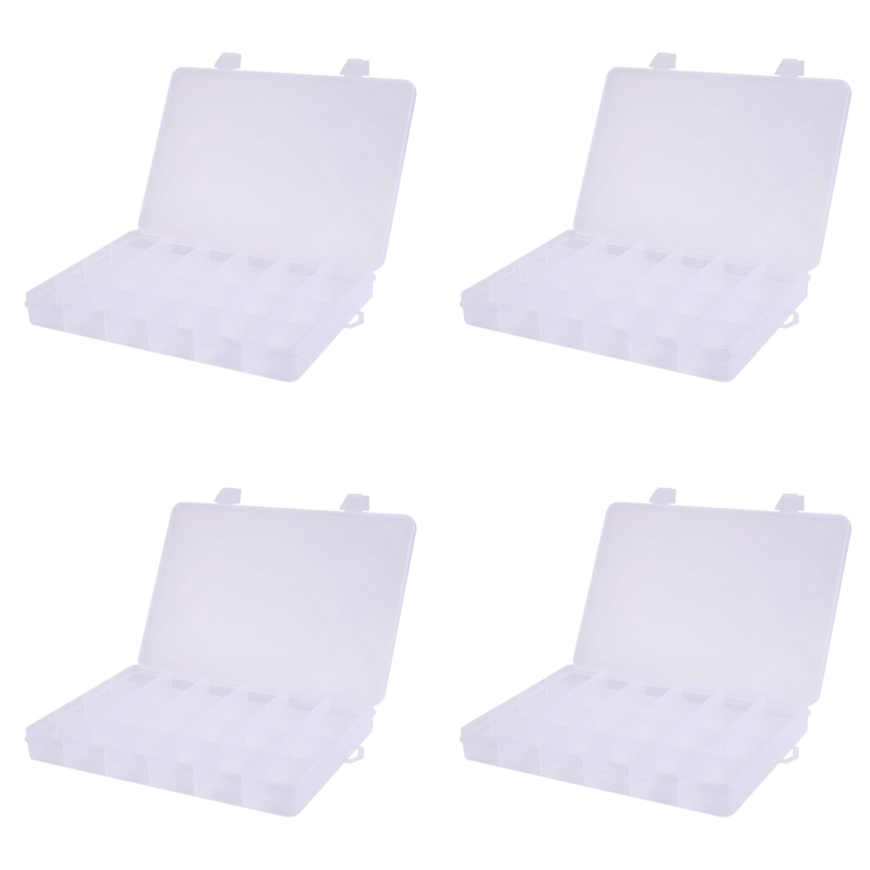 Hndhbfgrt 4X 24 Compartments Plastic Box Case Jewelry Bead Storage Container Craft Organizer