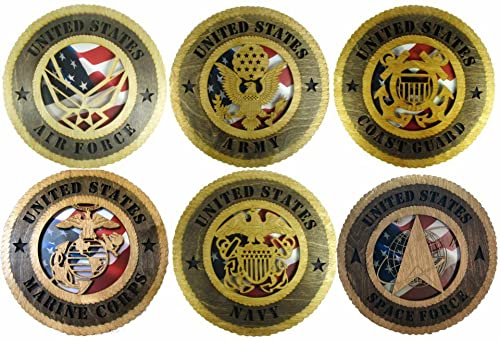 Orange Kat 6 Branch Set Laser Cut Military 8 Inch Wall Plaques With American Flag cover