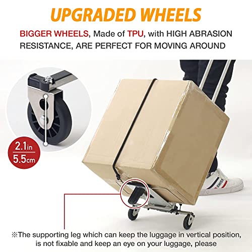 Image of Dravizon Foldable Travel Luggage 2 Wheels Shopping Luggage Carrier Cart Travel Cart for Luggage, Collapsible Dolly Cart Portable in Backpack for Shopping, Business Trip, Auto, Office Use