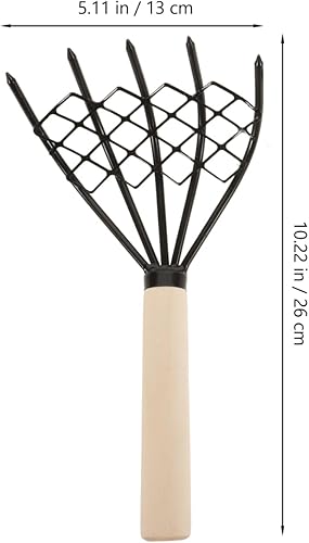 Miniatura 3 de DOITOOL Rastrillo con red de malla de 10 pulgadas con mango de madera para excavar almejas rastrillo para excavar mariscos