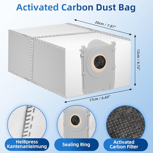 Image of 10 Pack Dust Bags Replacement for ECOVACS DEEBOT X8 PRO OMNI /X9 PRO OMNI /X12 PRO OMNI /T50 Pro OMNI /T80 OMNI /T90 OMNI Vacuum Robot, 4L Activated Carbon Bags Replacement Vacuum Station Accessories