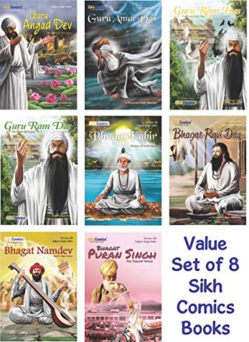 (ENGLISH Language) Set of 8 Books - Guru Angad, Guru Amar Das, Guru Ram Das, Bhagats Kabir, Ravi Das, Namdev, Puran Singh – Second, Third and Fourth Sikh Gurus and Four Bhagats (Sikh Comics for Children &amp; Adults)