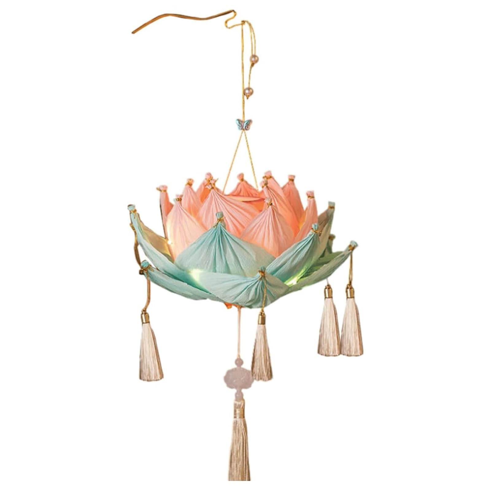 Ytghbiml Rose Lotus Lantern Handheld Spring Festival Decor Chinese New Year Flower Lanterns Mid-Autumn Festival Lotus Lantern Luminous Paper Lantern(Rose)