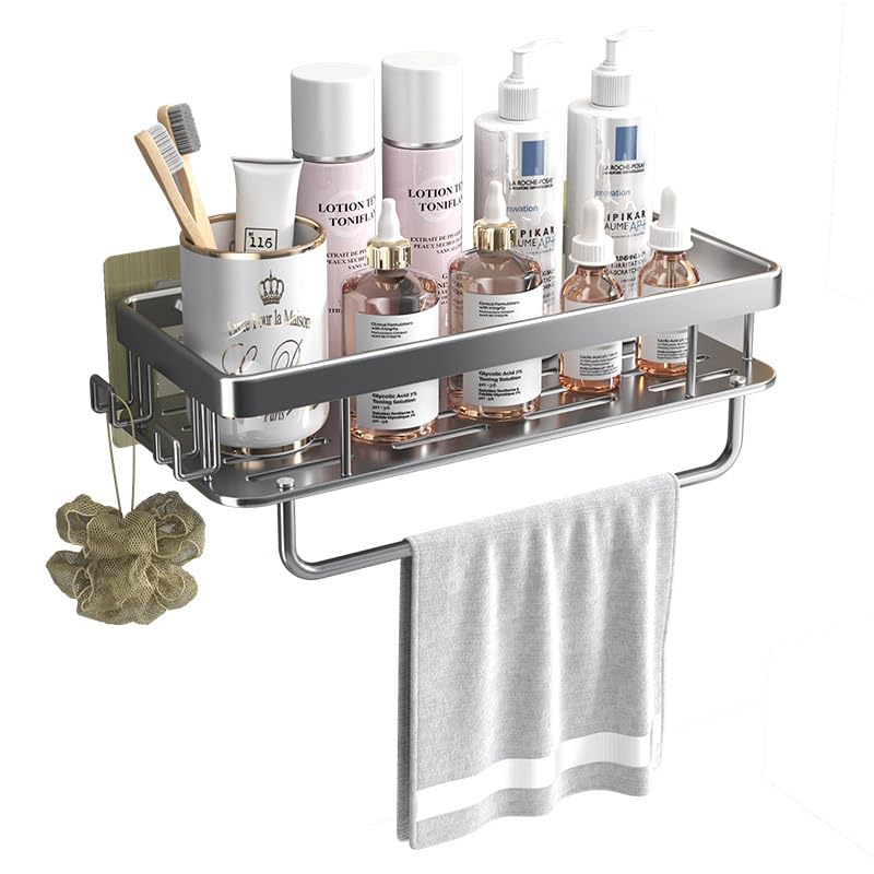 CAJDEOPYE Shower Caddy Bathroom Shelf no drill with Soap Holder and Shaver Holder Self Adhesive Shower Shelves organiser