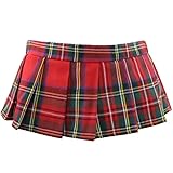 LICHMA Women Sexy Skirt Super Mini Pleated Plaid Role Play Schoolgirls Short Skirt Lingerie (Red)…