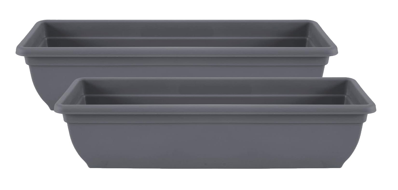 Muddy Hands Pack of 2 – 60cm Long Grey Trough Planters | Large Plastic Window Box Plant Pots | Outdoor Garden, Balcony & Herb Flower Containers