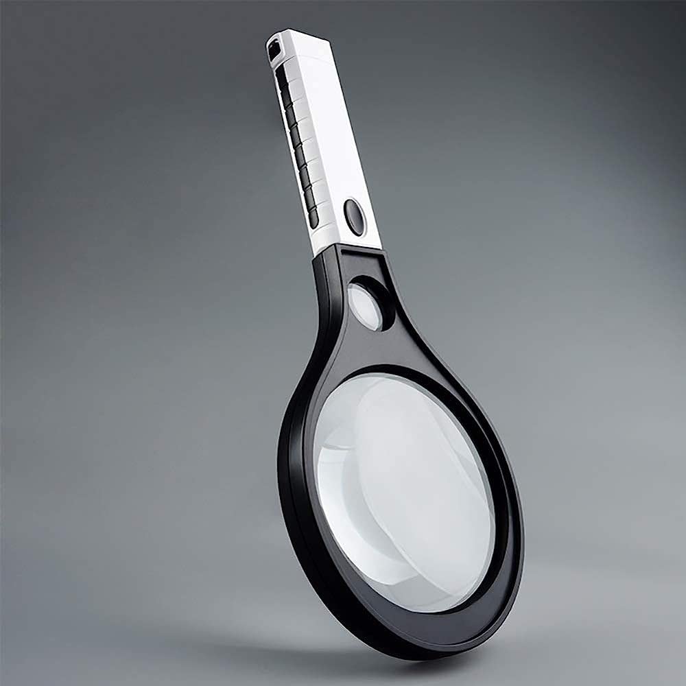 Lupa de Mano con luz 4X 10X, 12 LED, Ideal para Personas Mayores, para Leer, inspeccionar Joyas, Color Negro