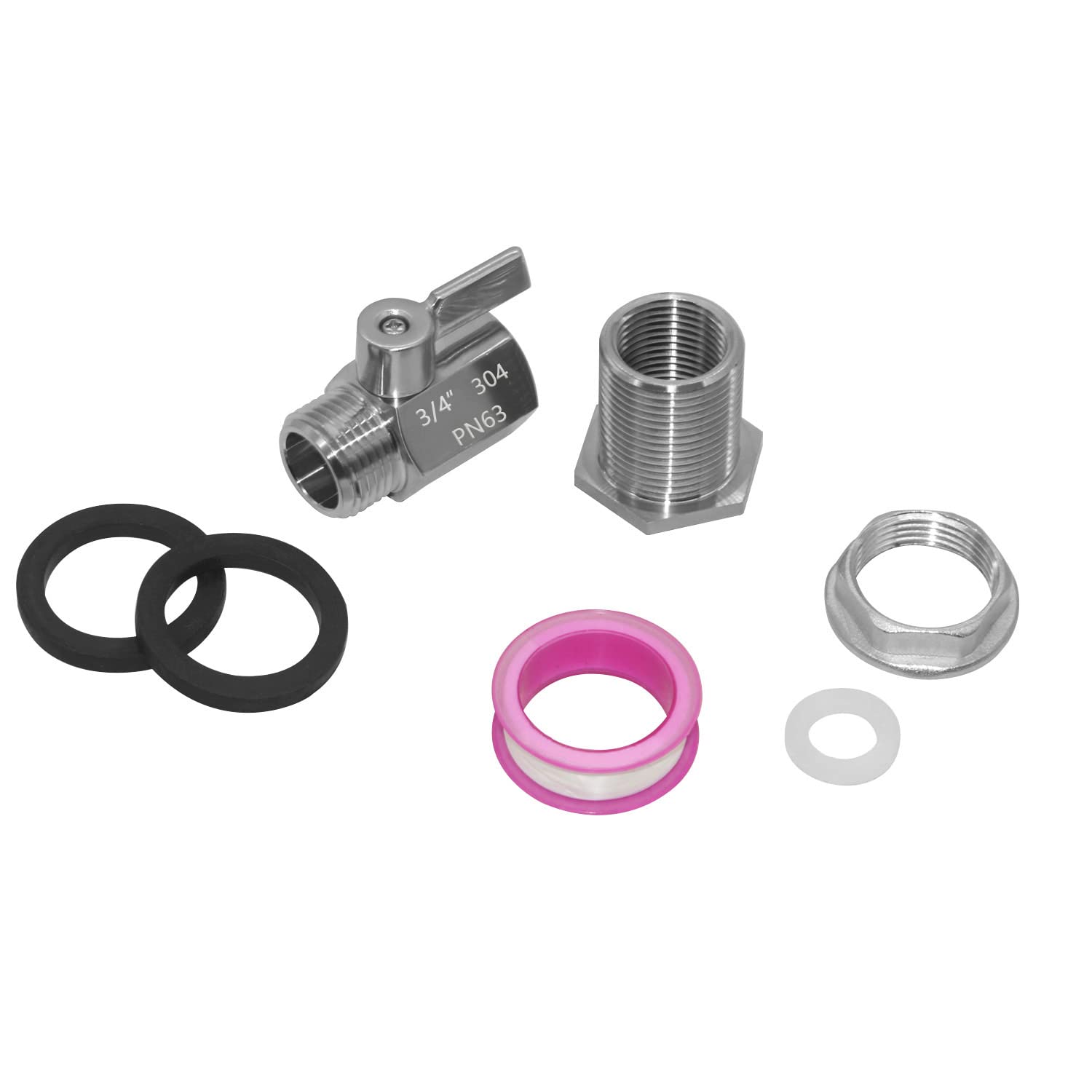 Beduan Spigot - Kit de grifo de barril de lluvia de acero inoxidable de 3/4 pulgadas GHT válvula de barril de lluvia con adaptador de mamparo hembra de 3/4 pulgadas para tanques de agua, acuarios