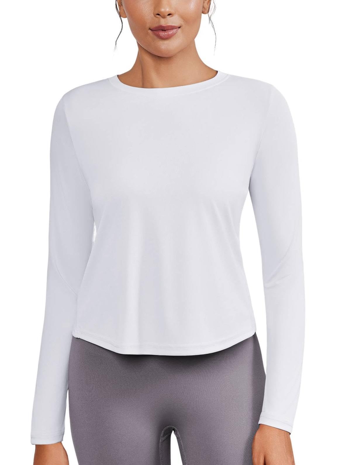 T-Shirt da Palestra da Donna T-Shirt Sportive a Maniche Lunghe Protezione Solare UPF 50+ Camicie da Allenamento Schiena Divisa Corsa Yoga Top Maglietta Traspirante T-Shirt Leggera