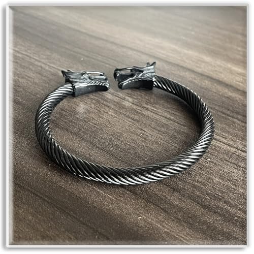 Pulsera Abierta Dragón para Hombre en Acero Inoxidable miniatura 4