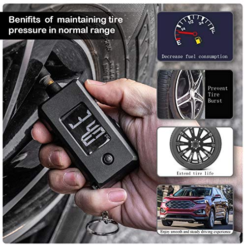 Image of CZC AUTO Digital Tire Pressure Gauge Reader Checker 2 in 1 Accurate Digital PSI Tire Gauge with Tread Depth Gauge Backlit LCD for Car Truck Bicycle Motorcycle, Non-Slip Grip, 0-100 PSI (Pack of 2)