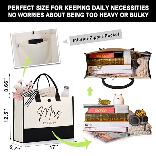 Bolso Tote de Lona Mrs para Novia 2026 miniatura 5