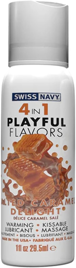 4 in 1 Playful Flavors - Salted Caramel Delight - Water Based Flavored Lubricant, Personal Lube for Men, Women and Couples, Made Without Sugar Added, 1 fl oz