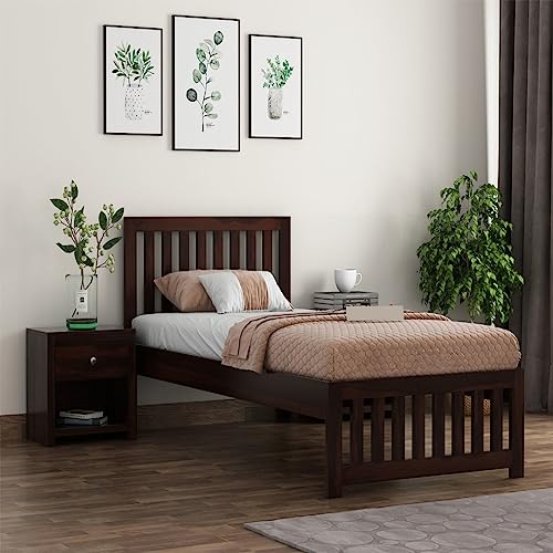 Image of AADITYA WOODS Solid Sheesham Wood Single Bed Cot Without Storage | Single Size Bed for Bedroom | Multipurpose Use Bed- Walnut9