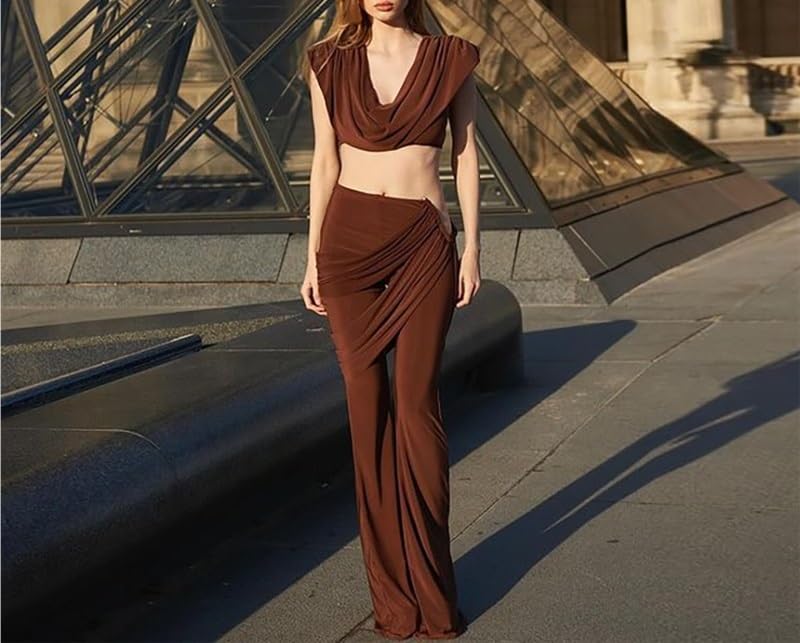 HENGEN 2025 Spring And Autumn New Women's Sexy Open Umbilical Top, Slim Fit, Hip Hugging Pants Set For Women4