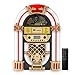 Arkrocket x Elvis Presley Mini Jukebox/Tabletop CD Player/Bluetooth Speaker/Radio/USB and SD Card Player with Retro LED Lighting System (Limitied Edition), Black Gloden