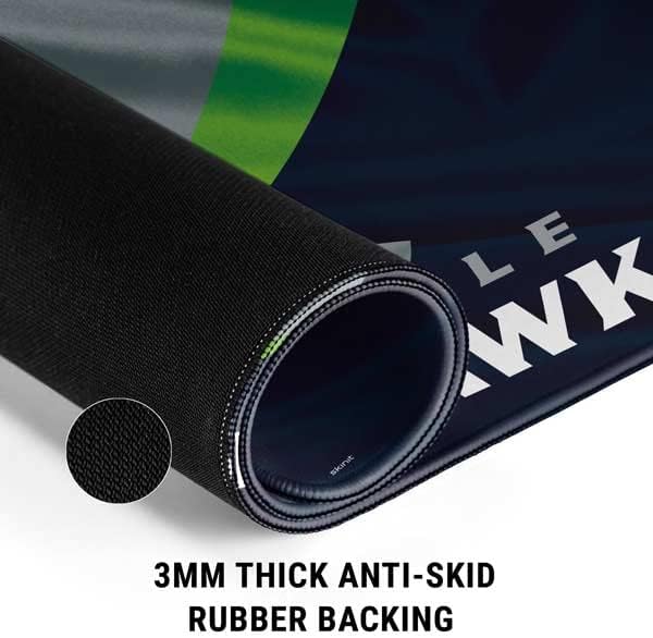 Skinit Extra Large Gaming Mouse Pad - Officially Licensed Seattle Seahawks Design with Stitched Edges, Waterproof, Non-Slip Rubber Base, Desk Mat for Keyboard & Mouse, 35.75" x 15.4" inches