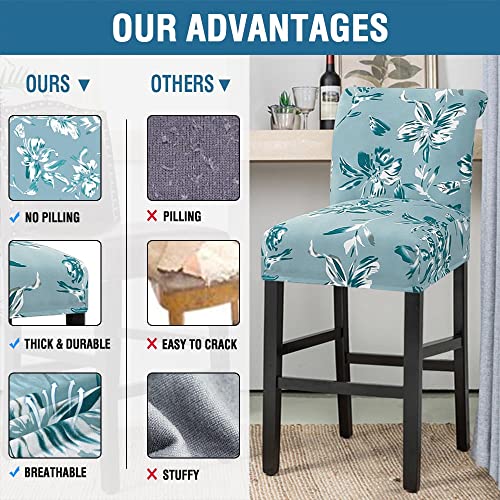 H.versailtex Bar Stool Cover Pub Counter Stool Chair Slipcover For Dining Room Cafe Bar Stool Slipcovers Stretch Floral Removable Washable Bar Stool Seat Covers For Hotel, Ceremony (2 Pack, Aqua) #TOP3