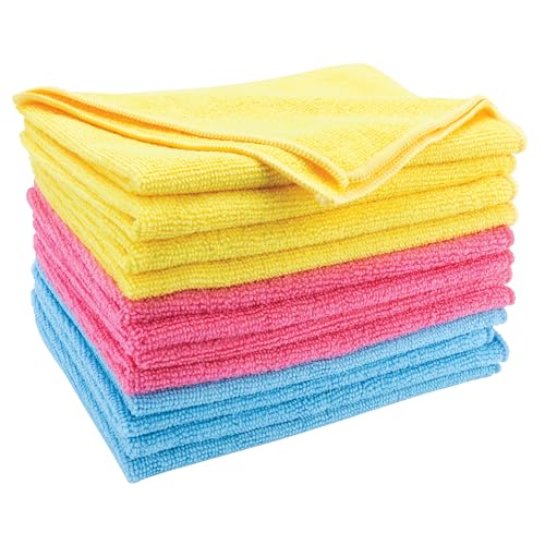 Performance Tool W1482 12 Pack Microfiber Towels, 12 x 16 Inches (30cm x 40 cm), Textured, Nonabrasive, Machine Wash and Dry, for Detailing, Washing, Dusting,...