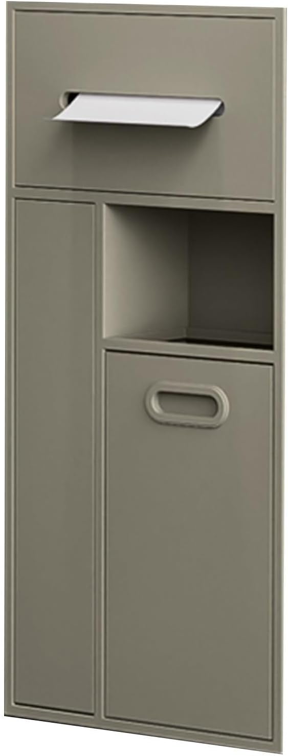 Stainless Steel Shower Storage Cabinet with Recessed Toilet Paper Holder, Trash Can & Toilet Brush Holder - Elegant Brass Finish, 30x65cm for Modern Bathrooms