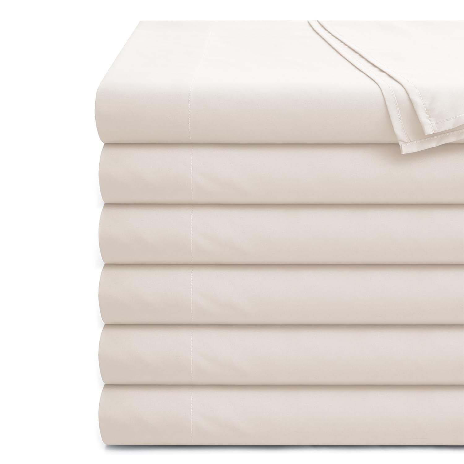 Hafaa Flat Sheet 100% Egyptian Cotton Bed Sheets 200 Thread Count Super Soft & Breathable Hotel Quality Bed Sheet - Wrinkle & Shrinkage Resistant (Cream, Single 6 Pack) โ image 1